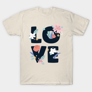 Love Floral Layers Pattern Beautiful Flowers T-Shirt